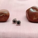 Men’s Black Round Stud Earrings