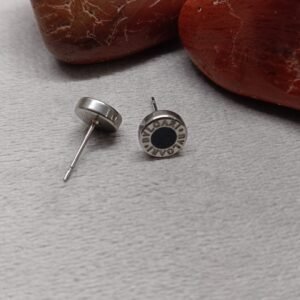 Men’s Black Round Stud Earrings