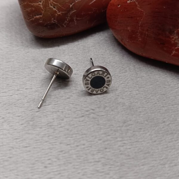 Men’s Black Round Stud Earrings