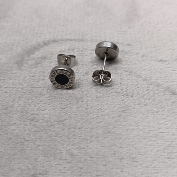 Men’s Black Round Stud Earrings
