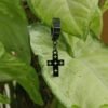 Men’s Black Hoop Earring with Cross Pendant