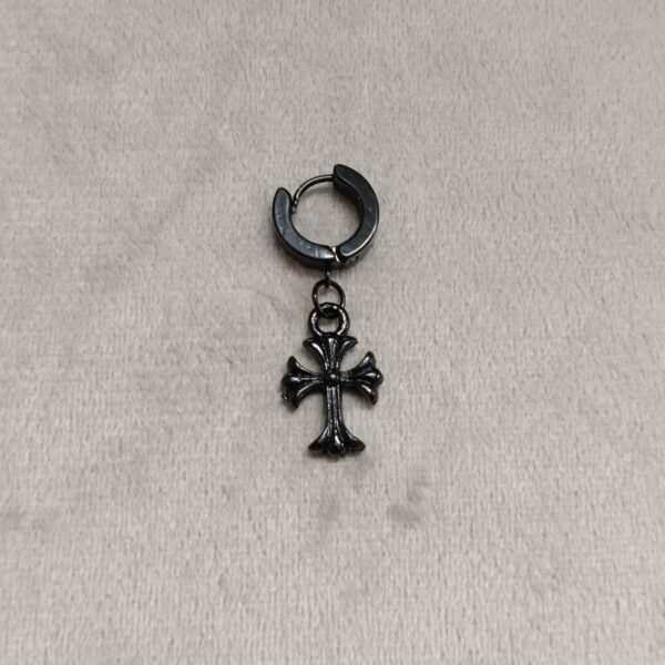Men’s Black Cross Dangle Hoop Earring