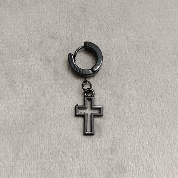 Men’s Black Cut-Out Cross Hoop Earring