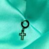 Men’s Black Cut-Out Cross Hoop Earring
