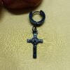 Men's Black Crucifix Hoop Earring