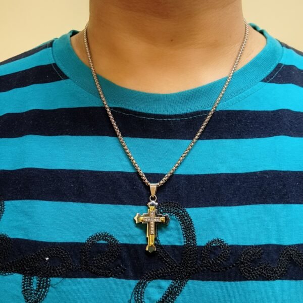 Men's Dual-Tone Cross Pendant