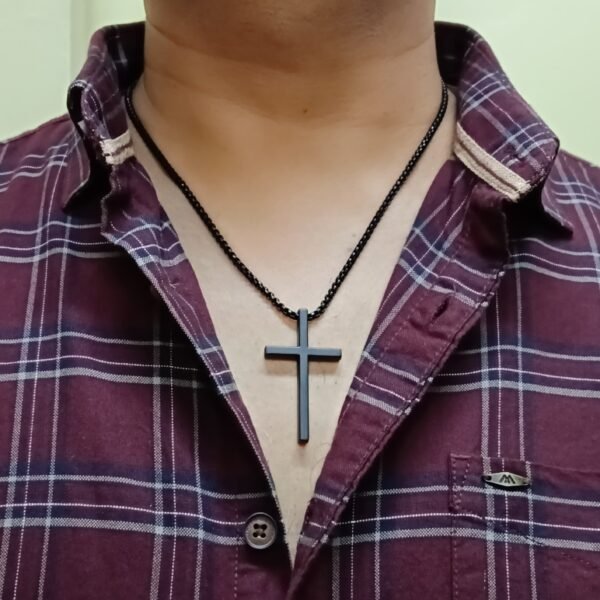 Men's Black Matte Cross Pendant
