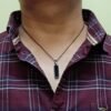 Men's Matte Black Vertical Bar Cross Pendant