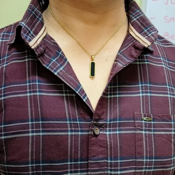 Men’s Gold-Plated Black Bar Pendant