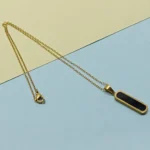 Men’s Gold-Plated Black Bar Pendant