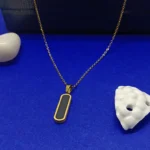 Men’s Gold-Plated Black Bar Pendant