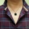 Men’s Gold-Plated Black Square Pendant