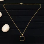 Men’s Gold-Plated Black Square Pendant