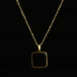 Men’s Gold-Plated Black Square Pendant