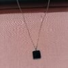 Men’s Silver-Plated Black Square Pendant