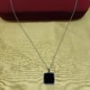 Men’s Silver-Plated Black Square Pendant