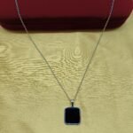 Men’s Silver-Plated Black Square Pendant