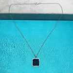 Men’s Silver-Plated Black Square Pendant
