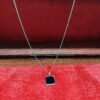 Men’s Silver-Plated Black Square Pendant
