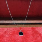 Men’s Silver-Plated Black Square Pendant