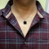 Men’s Silver-Plated Black Square Pendant