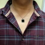 Men’s Silver-Plated Black Square Pendant
