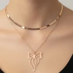 Elegant Rose Gold Bow Double-Layer Pendant Elegant Rose Gold Bow Double-Layer Pendant