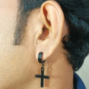 Gothic Punk Style Black Hoop Earrings