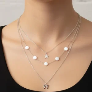 Elegant Layered Silver Pendant for Women