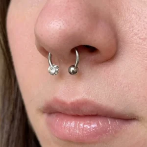 Minimal Silver Tone Horseshoe Septum Ring