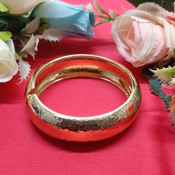 Hammered Gold-Tone Wide Cuff Bracelet