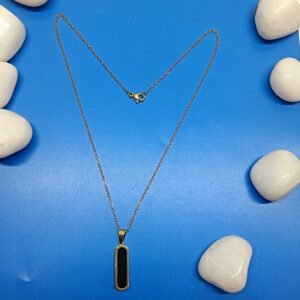 Men’s Gold-Plated Black Bar Pendant
