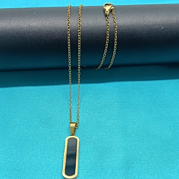 Men’s Gold-Plated Black Bar Pendant