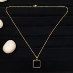 Men’s Gold-Plated Black Square Pendant