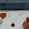 Men’s Gold-Plated Black Square Pendant