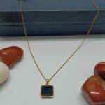 Men’s Gold-Plated Black Square Pendant