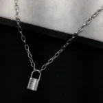 Men Silver-Tone Padlock Pendant
