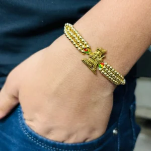 Traditional Gold-Toned Beaded Lord Ganesha Rakhi