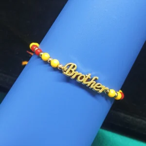 Colorful Beaded Brother Rakhi with Golden Charm
