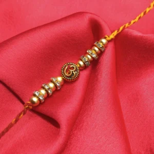 Golden Om Charm Rakhi with Beads