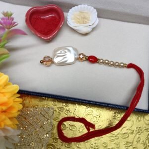 Pearl Beaded Rakhi with Roli and Chawal