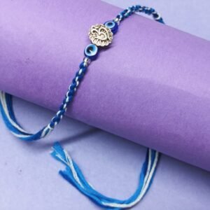 Evil Eye & Om Charm Rakhi with Roli and Chawal