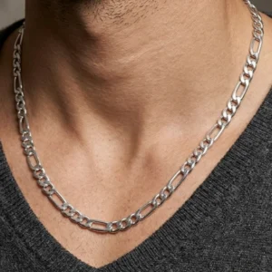 Silver-tone Figaro Chain for Men and Boys