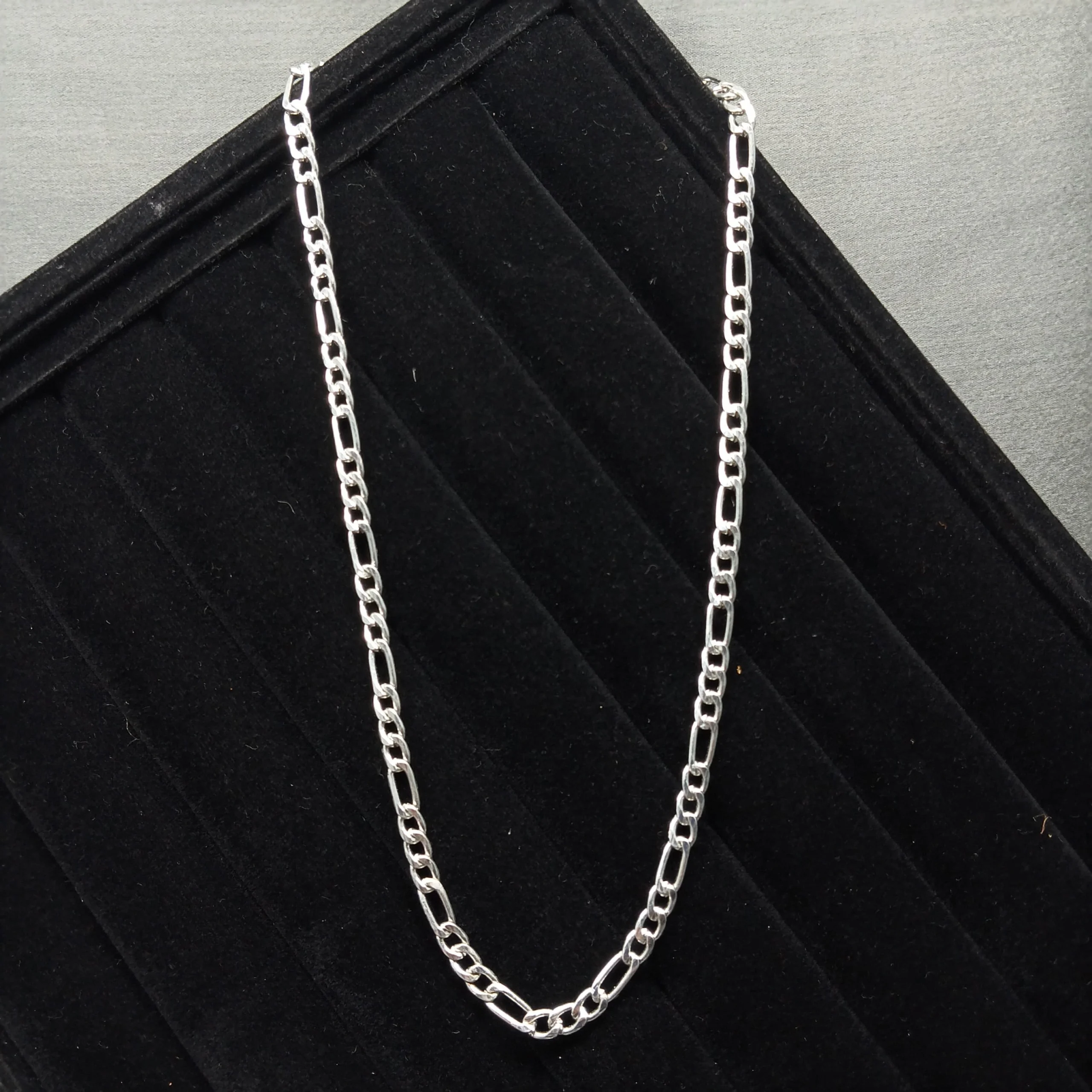 Silver-tone Figaro Chain for Men and Boys