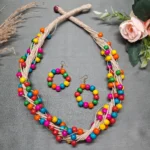 Handmade Multicolor Wooden Bead Jewelry Set