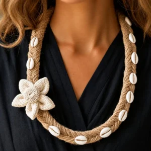 Handmade Jute Necklace With Cowrie Shell