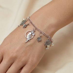 Handcrafted Silver-Tone Charm Bracelet