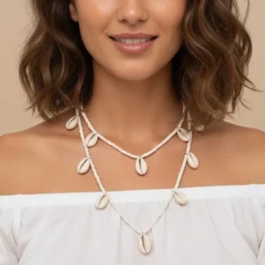 Cowrie Shell Beaded Layered Necklace