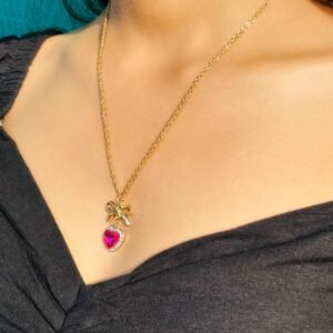 Romantic Heart & Bow Pendant Combo