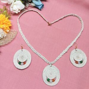 Handcrafted White Jute Jewelry Set